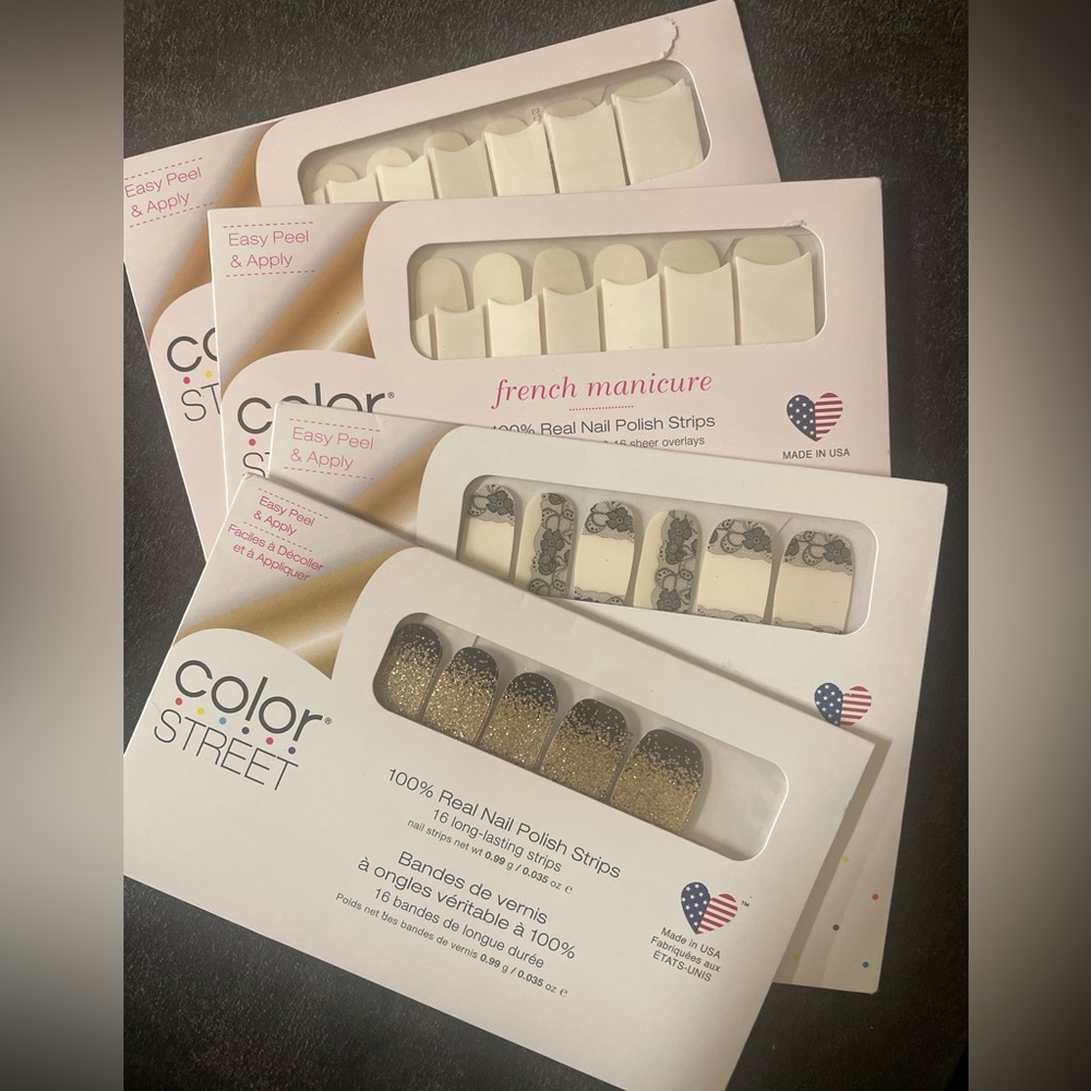4 packs nail polish strip sets French Manicure Ring it in New Years I Love Lacey